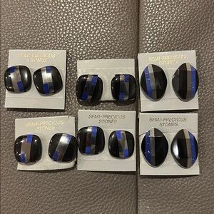 Vintage RETRO Semi Precious Stone Clip Earrings Lot